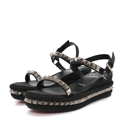 Christian Louboutin Nappa Mica Pyraclou 60 Platform Sandals 38 Version Black 4 of 8