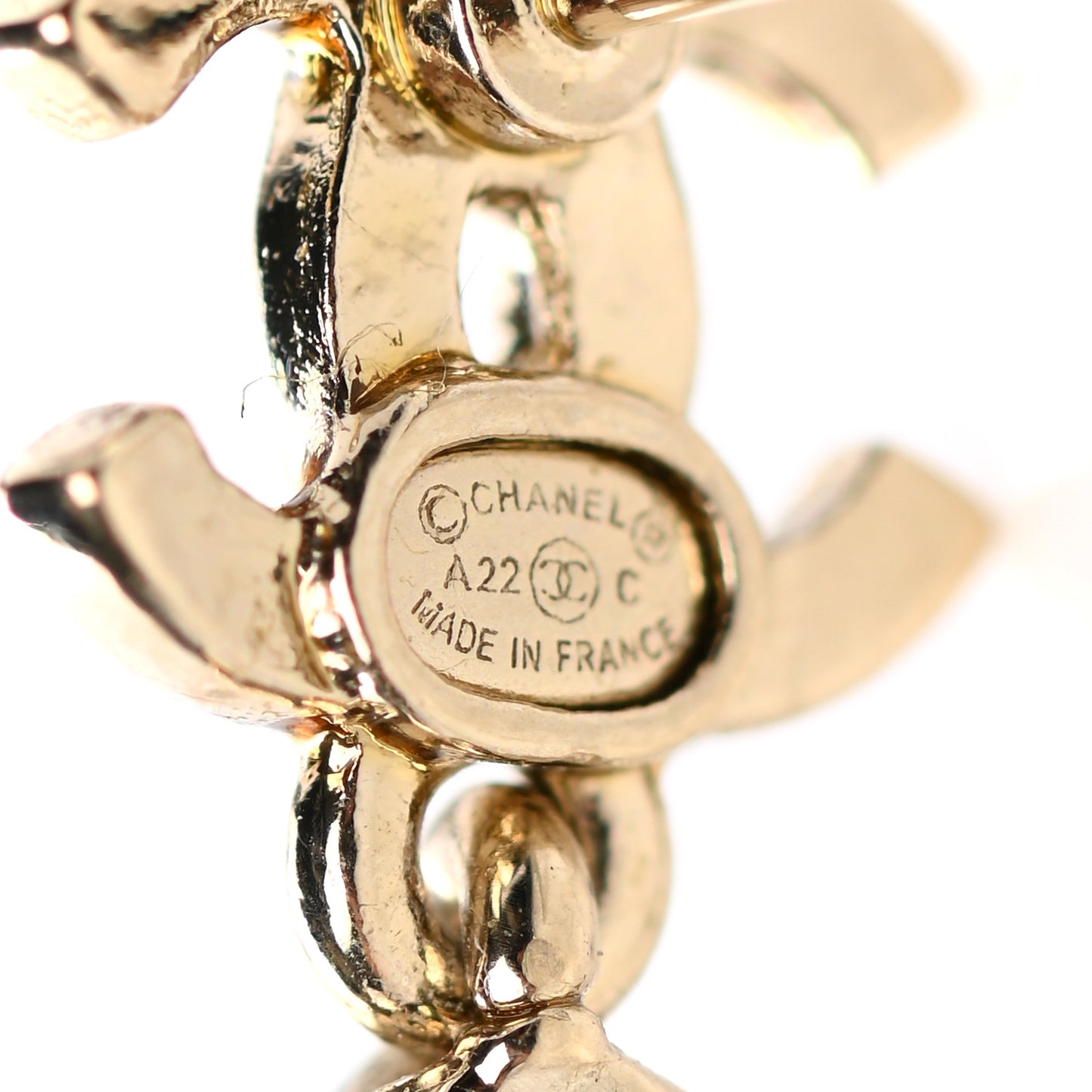 Crystal CC Tear Drop Earrings Gold