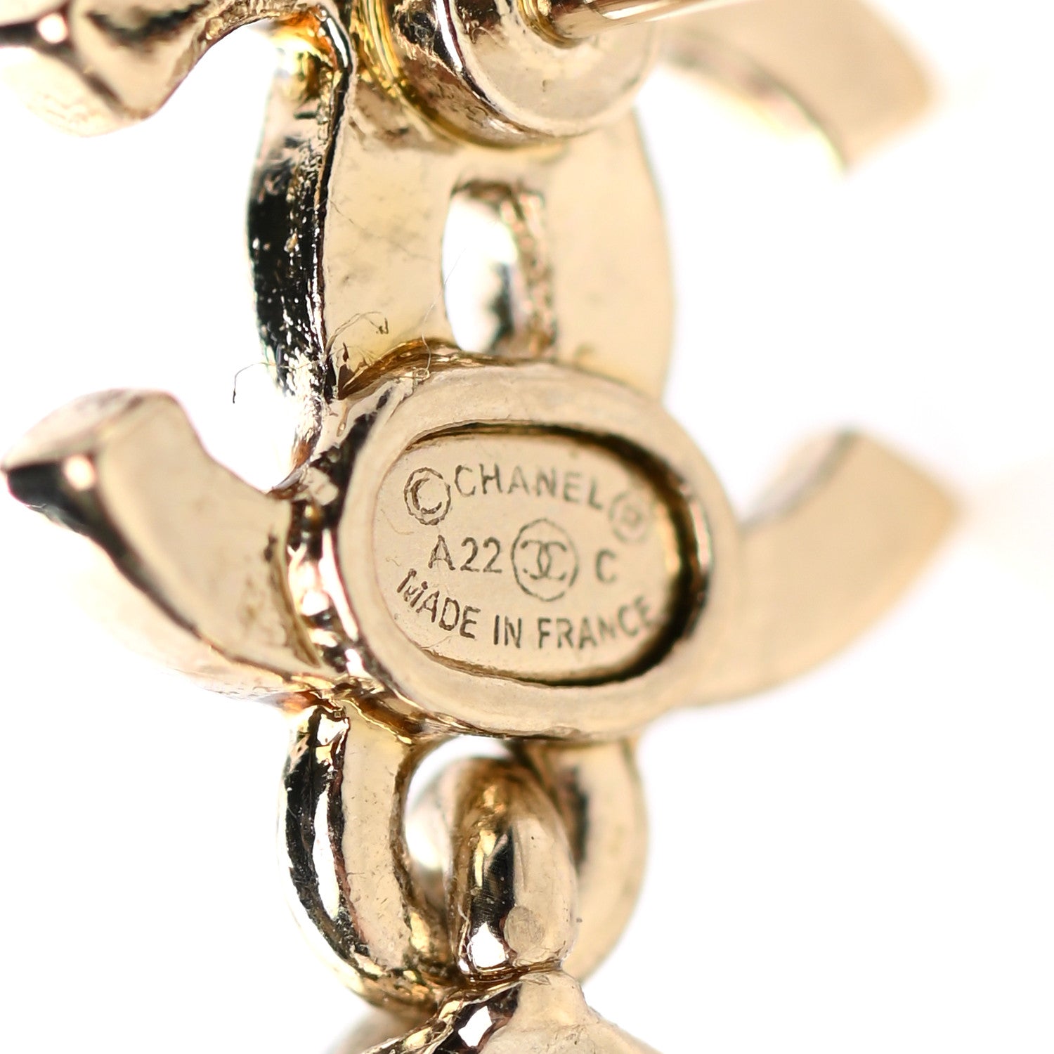 Chanel Crystal CC Tear Drop Earrings Gold 4 of 4