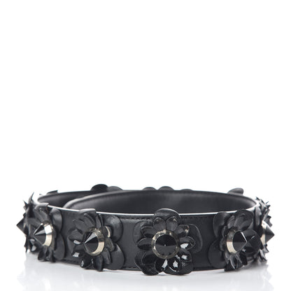 Fendi Vitello Dolce Nappa Patent Flowerland Studded Strap You Black 2 of 3
