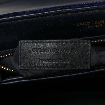Saint Laurent Velvet Y Quilted Monogram Toy Loulou Crossbody Bag Navy 6 of 8