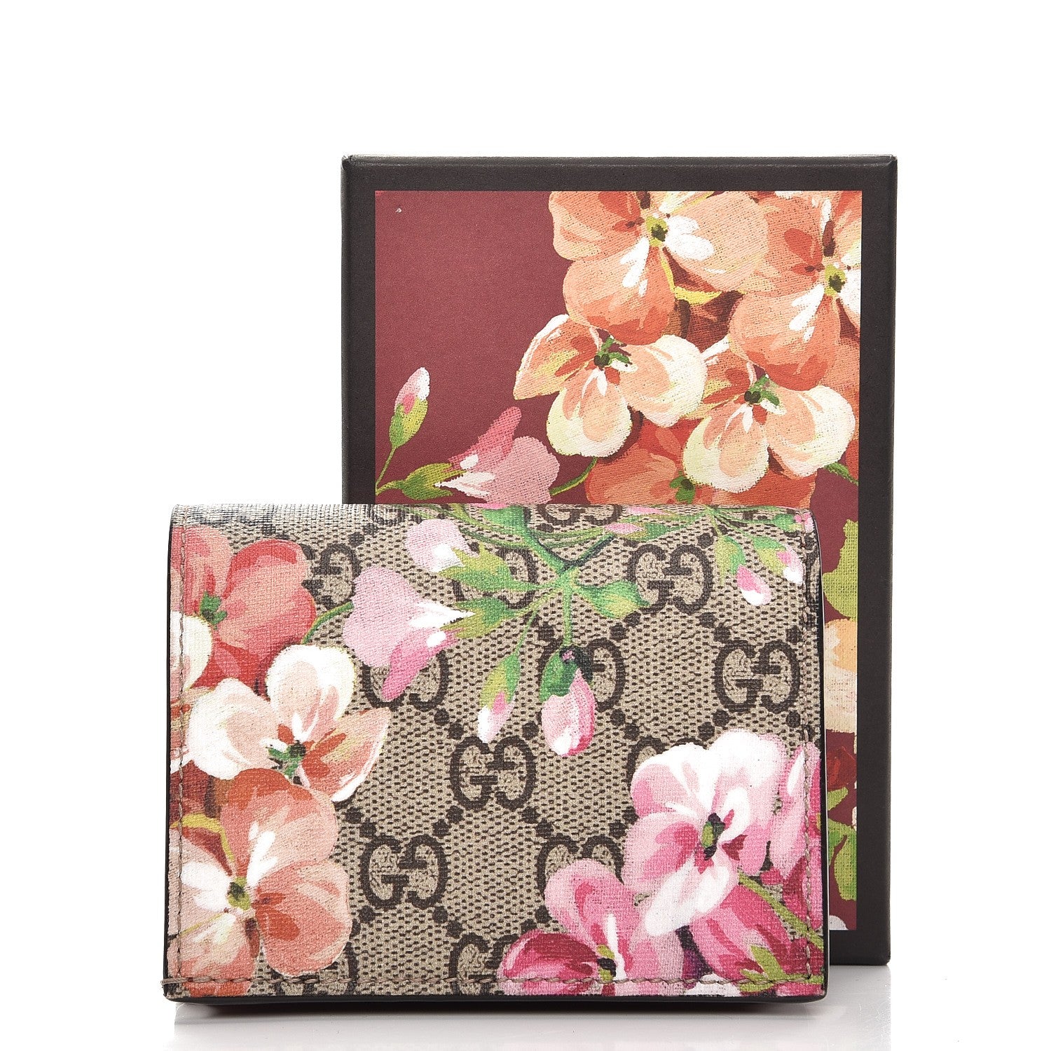Gucci GG Supreme Monogram Blooms Card Case Wallet Beige Multicolor Dry Rose 8 of 8
