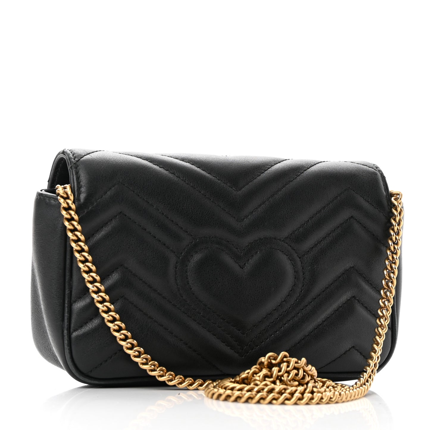 Calfskin Matelasse Super Mini GG Marmont Shoulder Bag Black