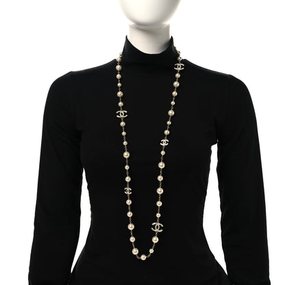 Chanel Pearl Multistrand CC Long Necklace Pearly White 2 of 4