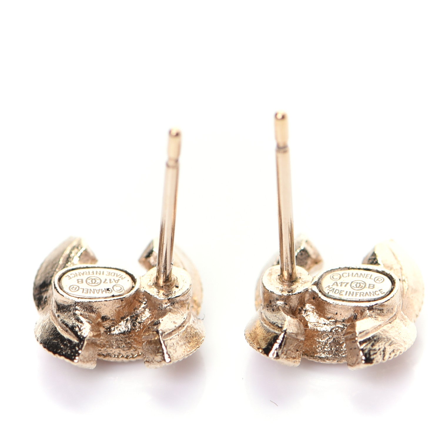 Chanel Crystal CC Earrings Gold Pink 4 of 5