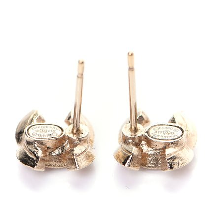 Chanel Crystal CC Earrings Gold Pink 4 of 5