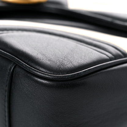 Gucci Calfskin Matelasse Medium GG Marmont Shoulder Bag Black White 10 of 24