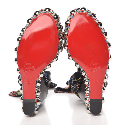 Christian Louboutin Patent Crepe Satin Loubitag Levantine 120 Wedge Sandals 36 Black 5 of 7