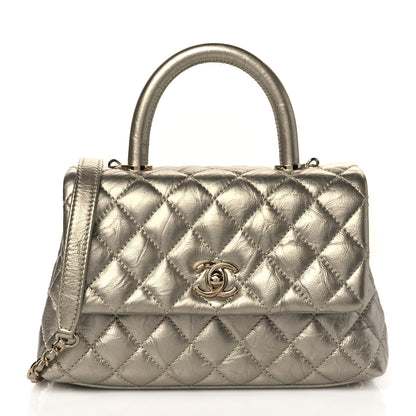 Chanel Metallic Aged Calfskin Quilted Mini Coco Handle Flap Gold 1 of 11
