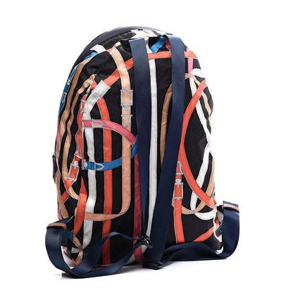 Hermes Silk Barenia Cavalcadour Airsilk Backpack Black Bleu Marine Fauve 2 of 9