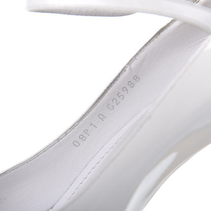 Chanel Patent Wooden Heel Peep Toe CC Pumps 40.5 White 9 of 9