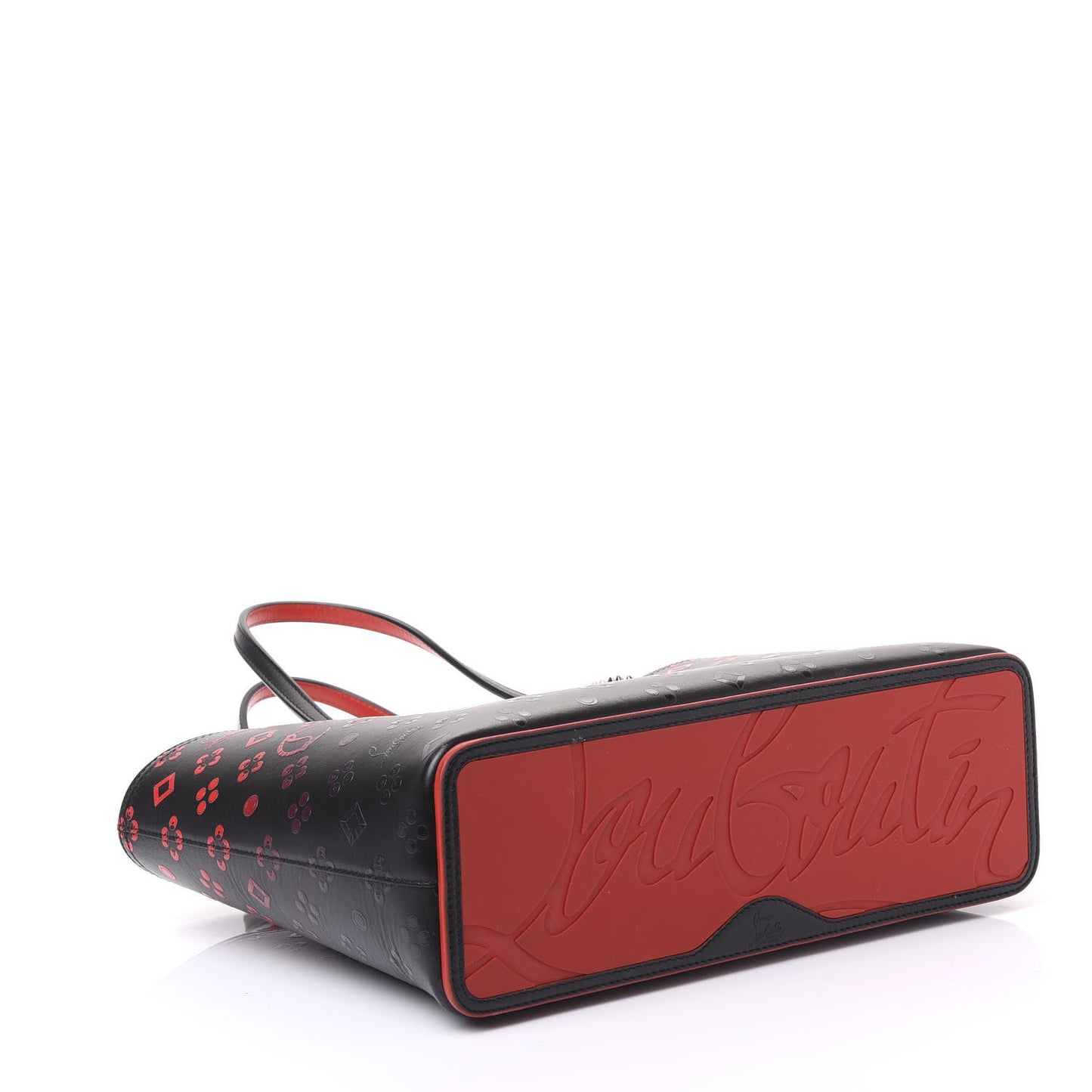 Perforated Calfskin Degrade Loubinthesky East West Cabata Tote Black Red