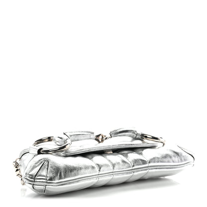 Gucci Iridescent Nappa Vertical Matelasse Medium Maxi Horsebit Chain Shoulder Bag Silver 10 of 28