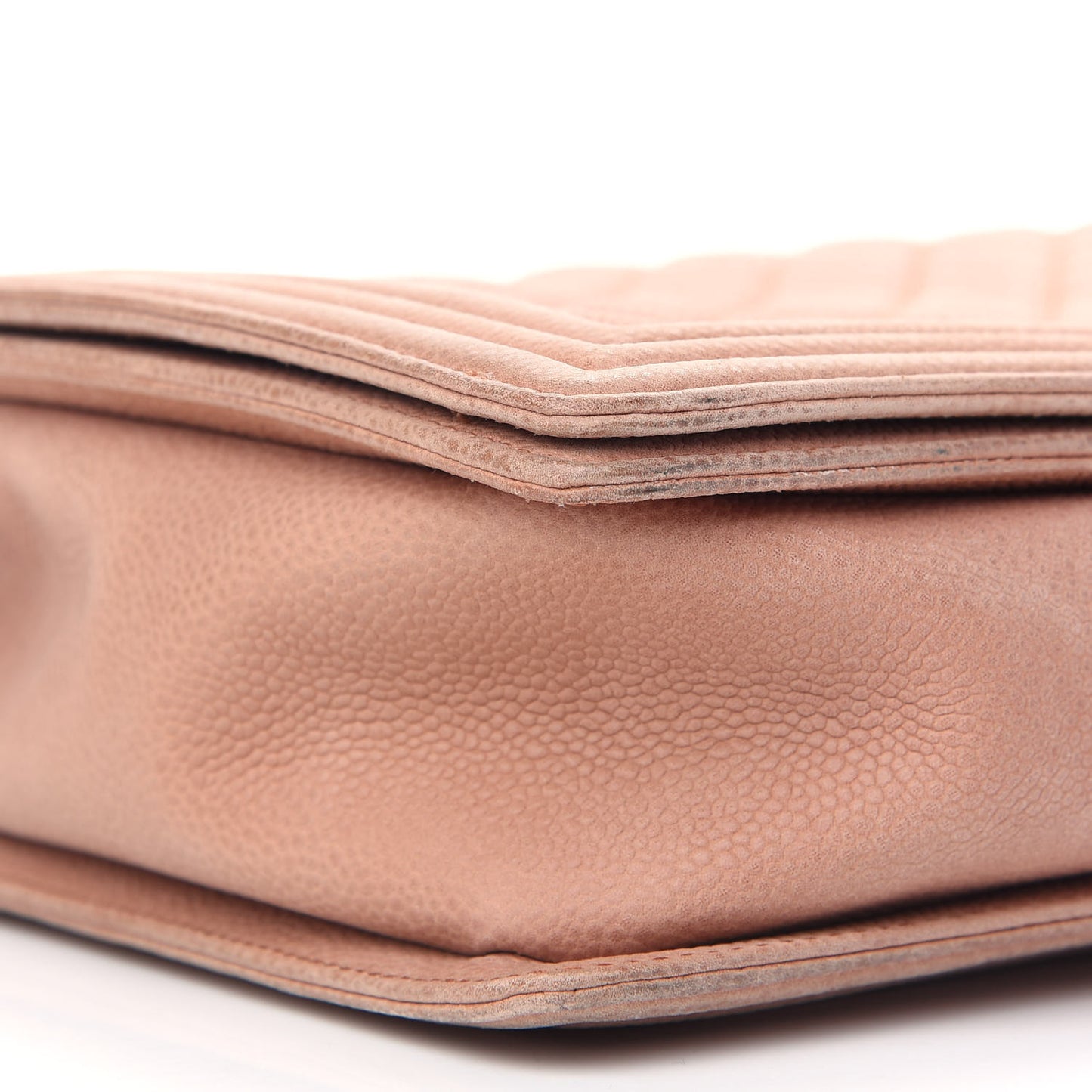 Iridescent Caviar Quilted Large Boy Flap Beige