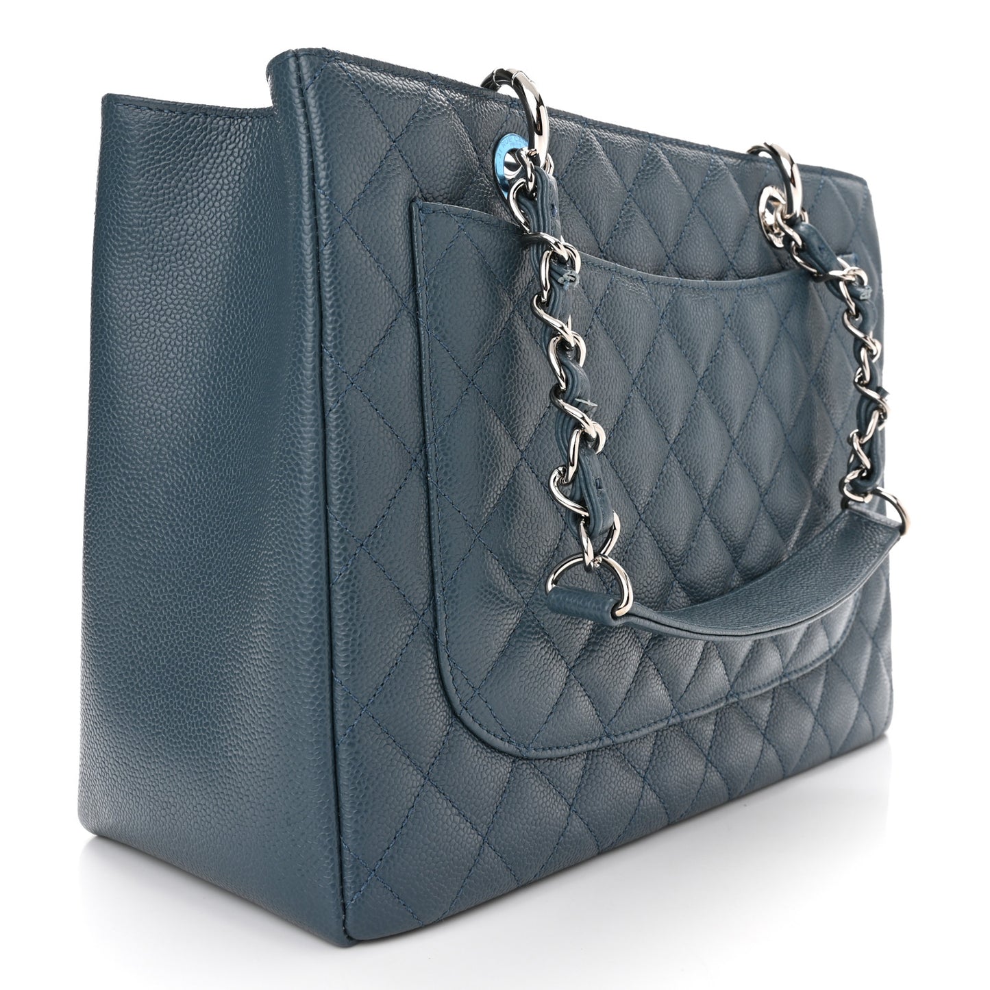 Caviar Quilted Grand Shopping Tote GST Blue