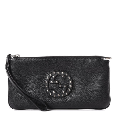 Gucci Pebbled Calfskin Studded Soho Wristlet Black 1 of 9