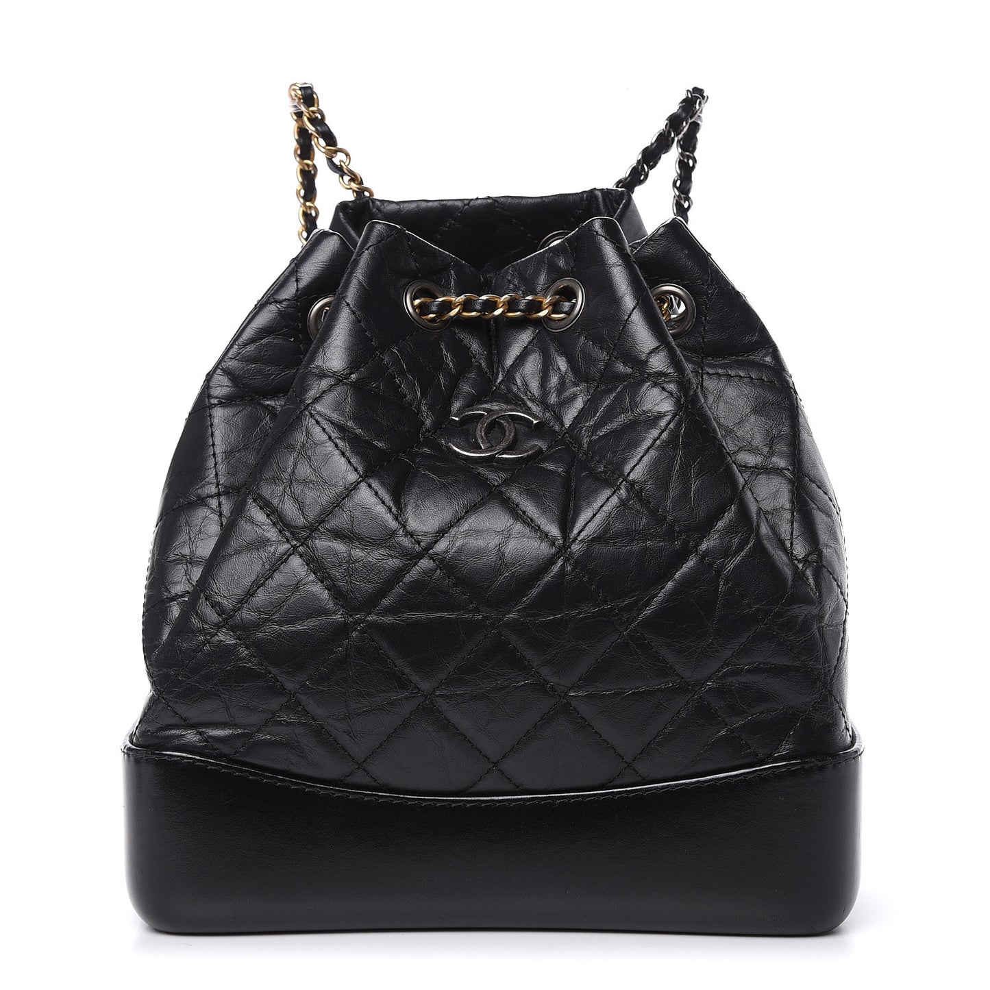Aged Calfskin Quilted Small Gabrielle Backpack Black