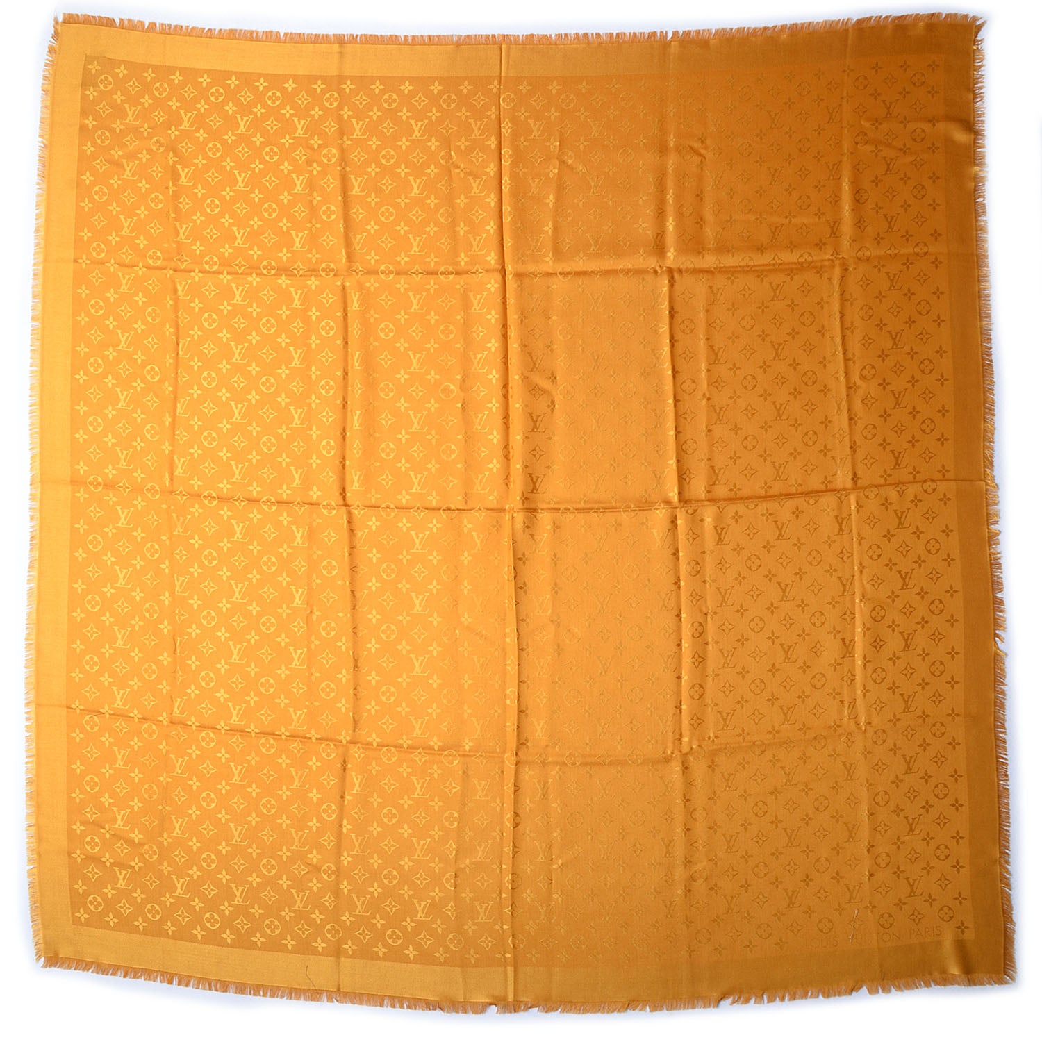 Louis Vuitton Wool Silk Monogram Shawl Safran 3 of 5