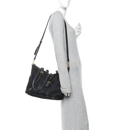 Prada Saffiano Tessuto Nylon Shopping Tote Black 2 of 11