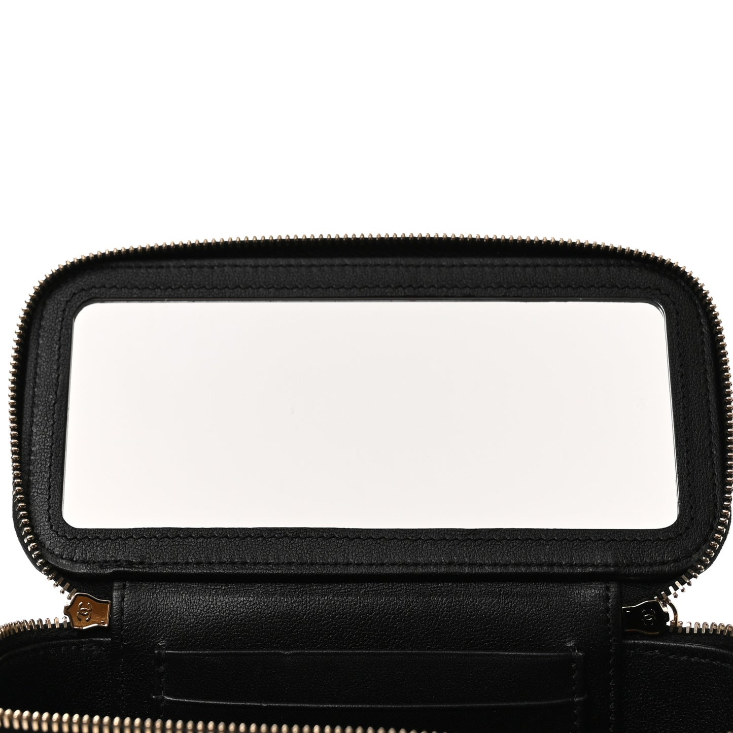 Lambskin Quilted Small Pillow Crush Vanity Case With Chain Black