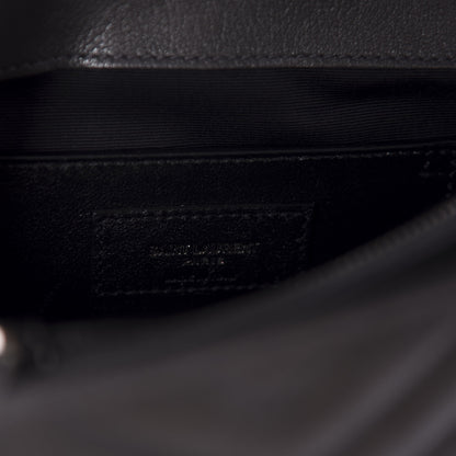 Saint Laurent Sheepskin Matelasse Chevron Monogram Medium College Bag Light Coal 9 of 12