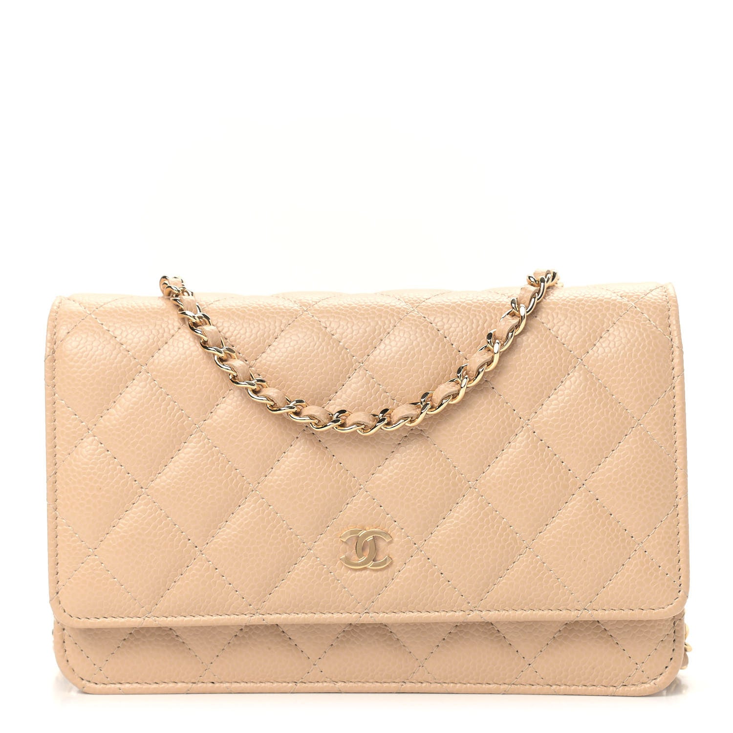 Chanel Caviar Quilted Wallet On Chain WOC Beige 1 of 10