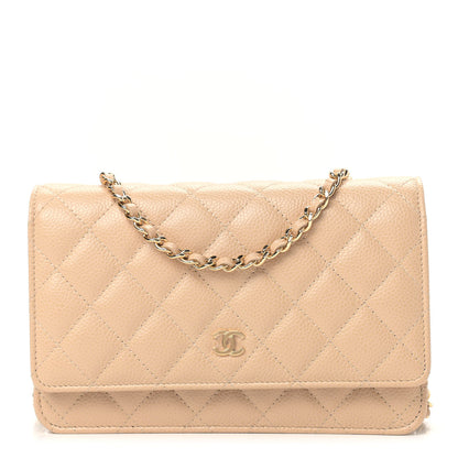 Chanel Caviar Quilted Wallet On Chain WOC Beige 1 of 10