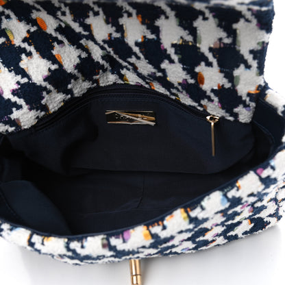 Chanel Tweed Quilted Medium Chanel 19 Flap Ecru Navy Blue Multicolor 4 of 4