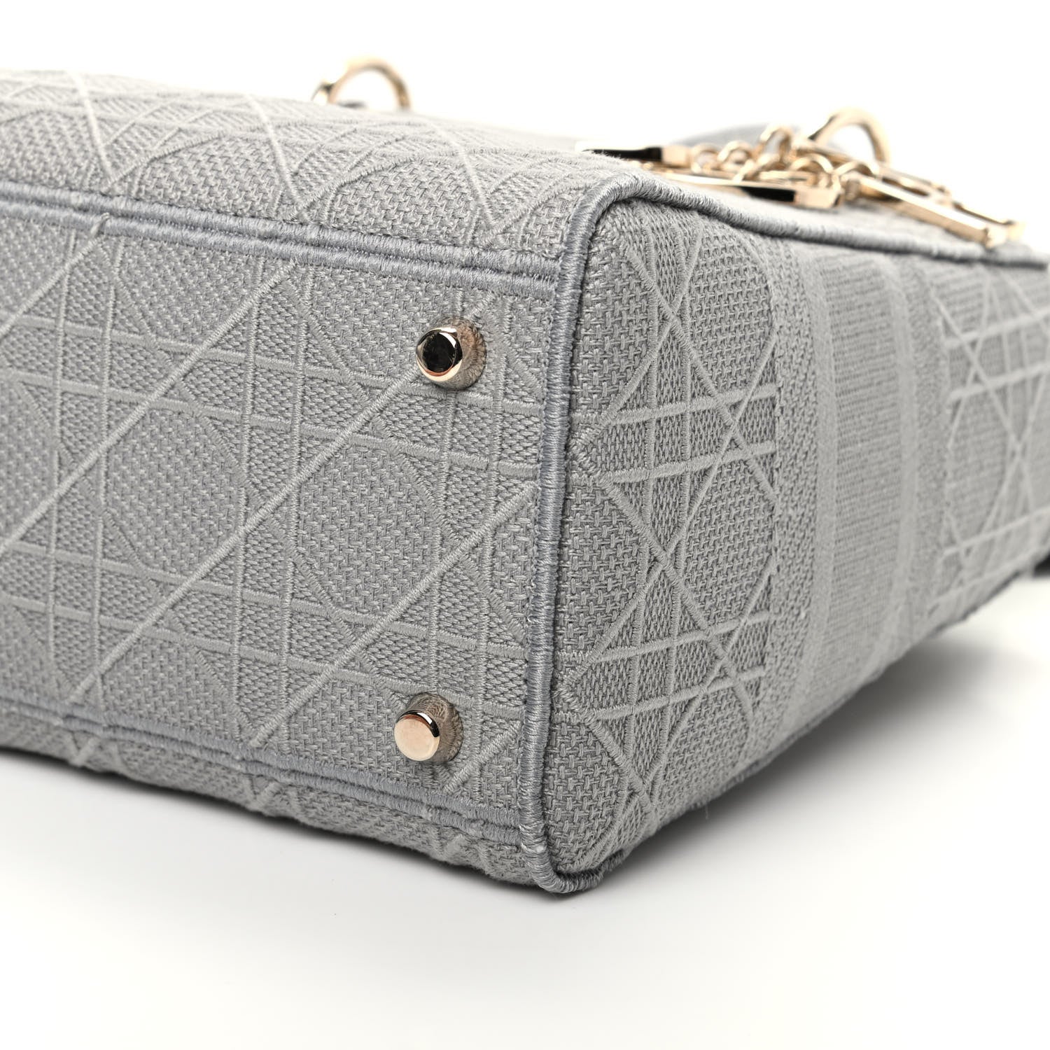 Christian Dior Canvas Embroidered Cannage Medium Lady D-Lite Gray 8 of 9