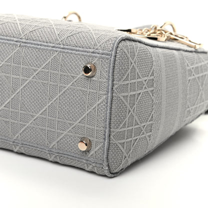 Christian Dior Canvas Embroidered Cannage Medium Lady D-Lite Gray 8 of 9
