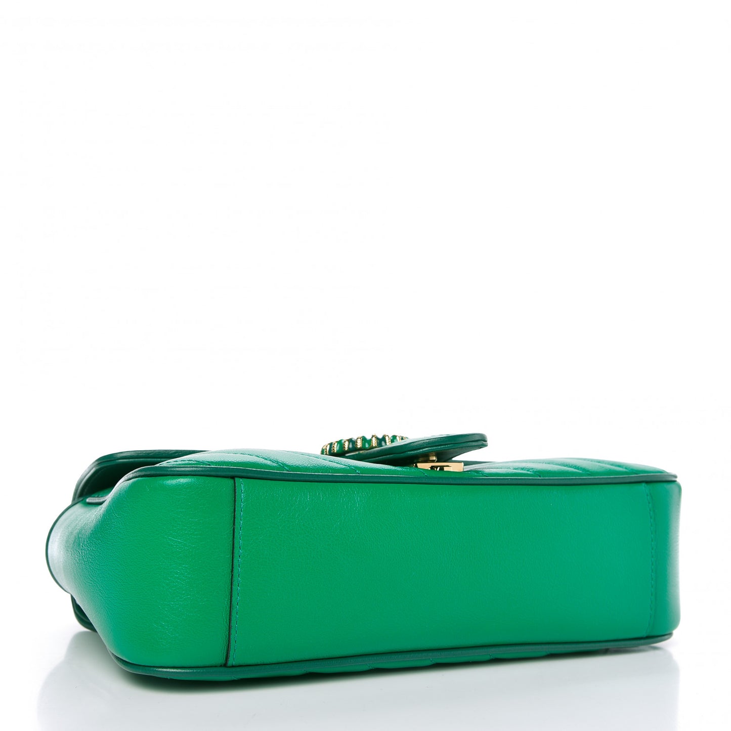 Azalea Calfskin Enamel Matelasse Diagonal Small Torchon GG Marmont Shoulder Bag New Shamarock Emerald