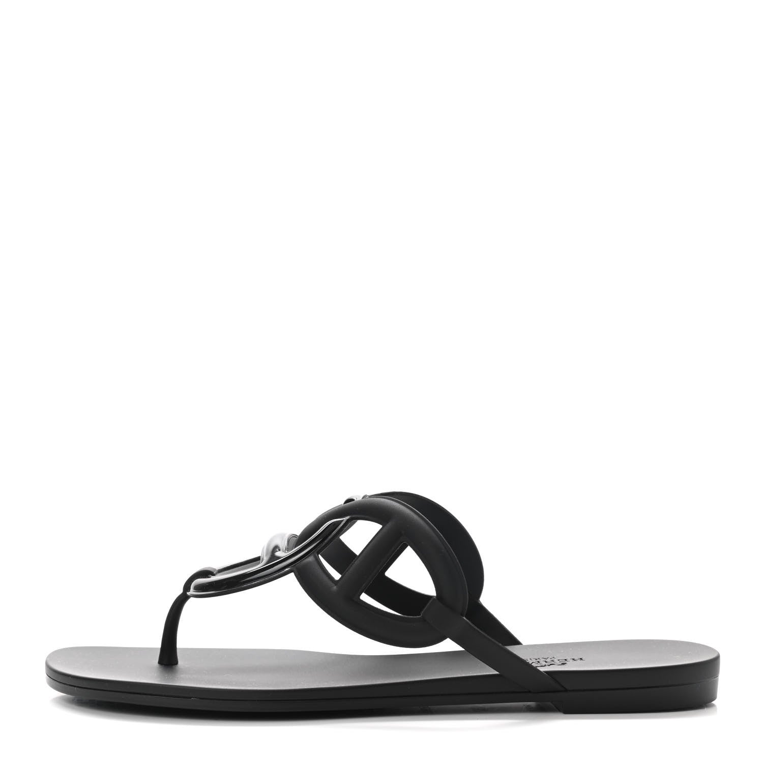Hermes Rubber Womens Egerie Sandals 37 Black 1 of 8
