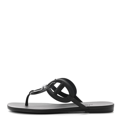 Hermes Rubber Womens Egerie Sandals 37 Black 1 of 8