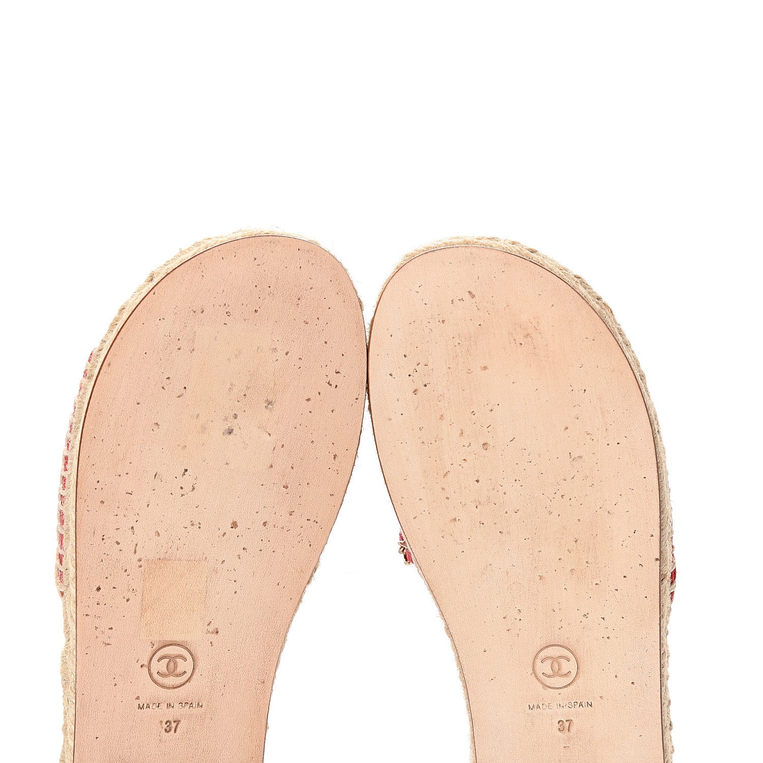 Chanel Lambskin Quilted CC Espadrille Slip On Sandals 37 Red 11 of 12