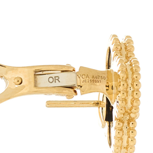 18K Yellow Gold Black Onyx Vintage Alhambra Earrings