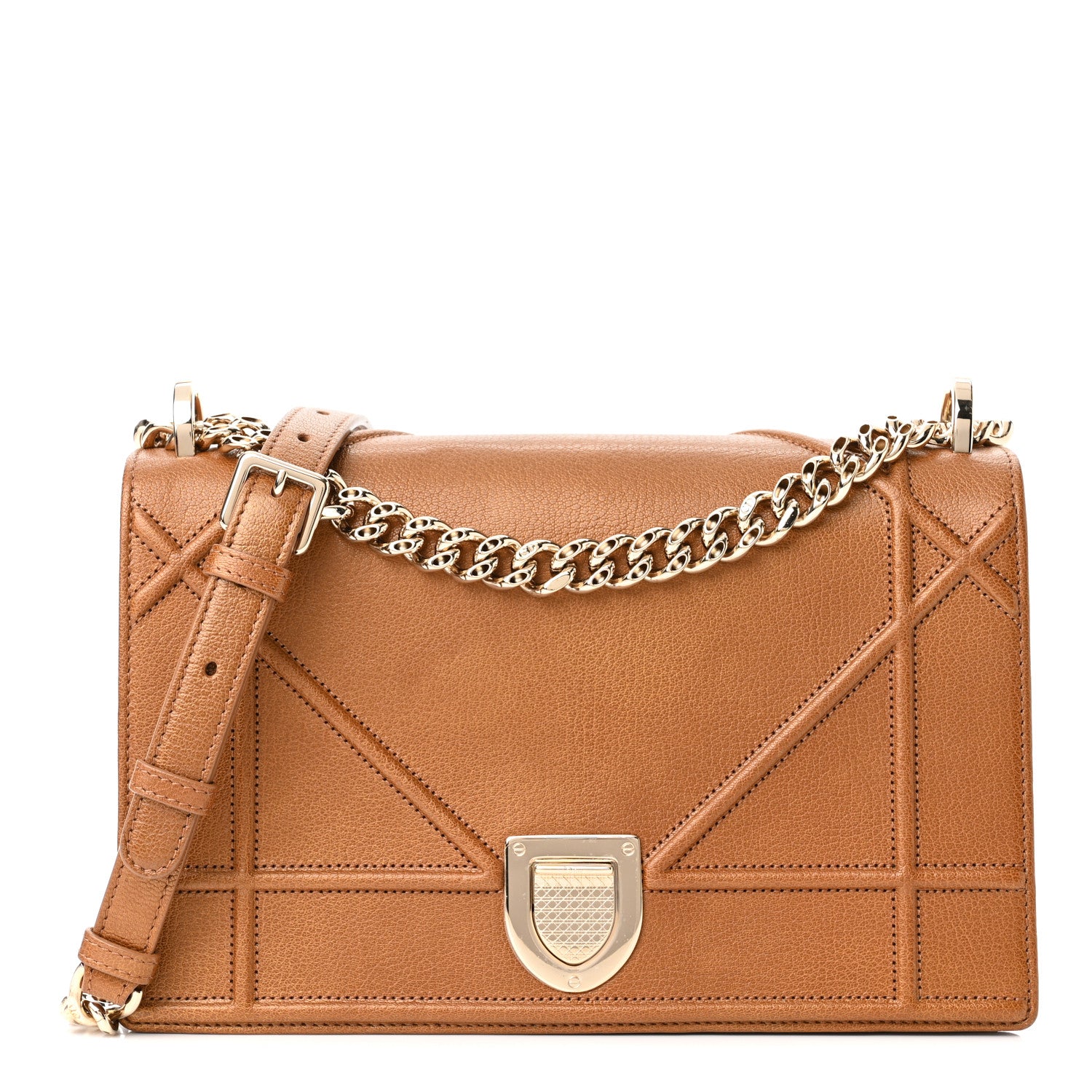 Christian Dior Grained Calfskin Medium Diorama Flap Bag Brown 1 of 10