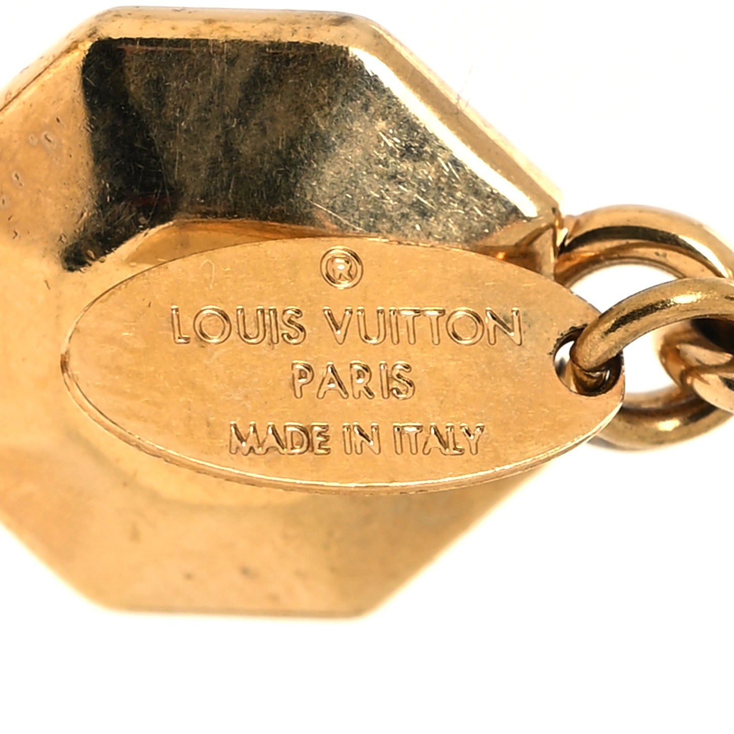Metal LV Facettes Bag Charm Key Holder Gold