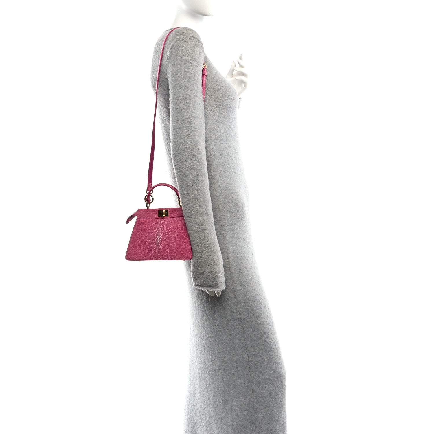 Fendi Stingray Shiny Nappa Petite Peekaboo I SEE U Satchel Ciclamino Pilar 2 of 10