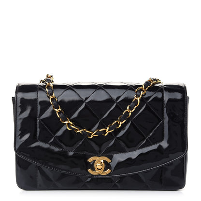 Chanel Patent Quilted Small Single Flap Bag Black 1 of 9
