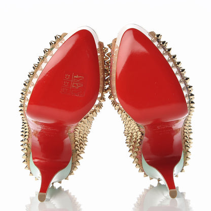 Christian Louboutin Cork Patent Bloom Print Lady Peep Spikes 150 Pumps 39.5 Multicolor 8 of 9