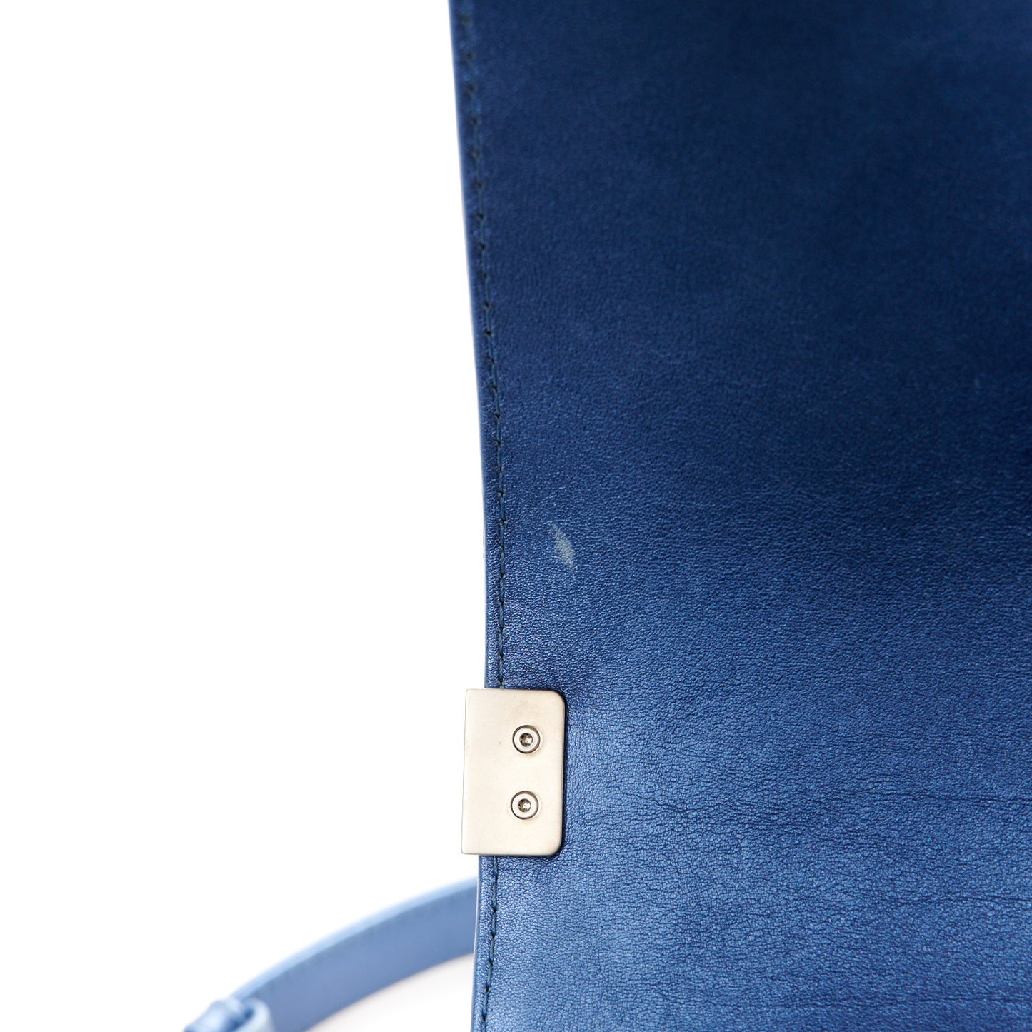 Metallic Lambskin Perforated Quilted Medium Boy Flap Blue
