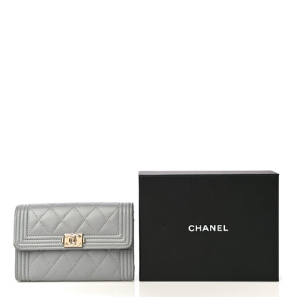 Chanel Lambskin Quilted Medium Boy Flap Wallet Grey 12 of 12