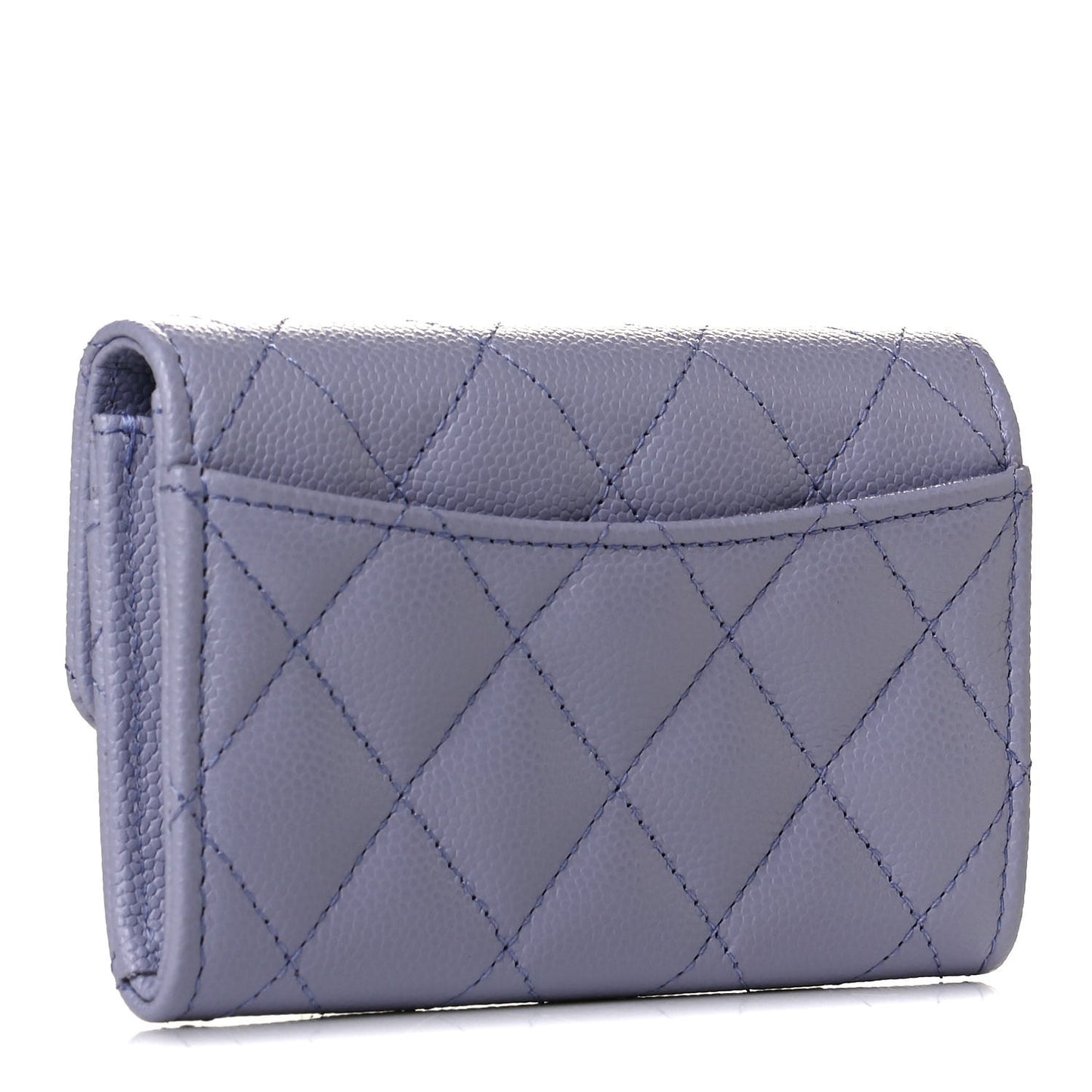Caviar Quilted Flap Card Holder Wallet Light Purple