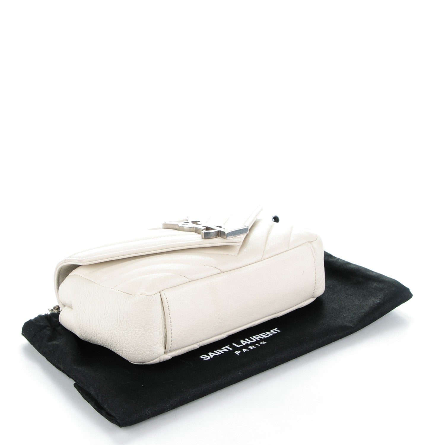 Saint Laurent Calfskin Matelasse Chevron Classic Monogram Baby Chain Bag Dove White 4 of 8