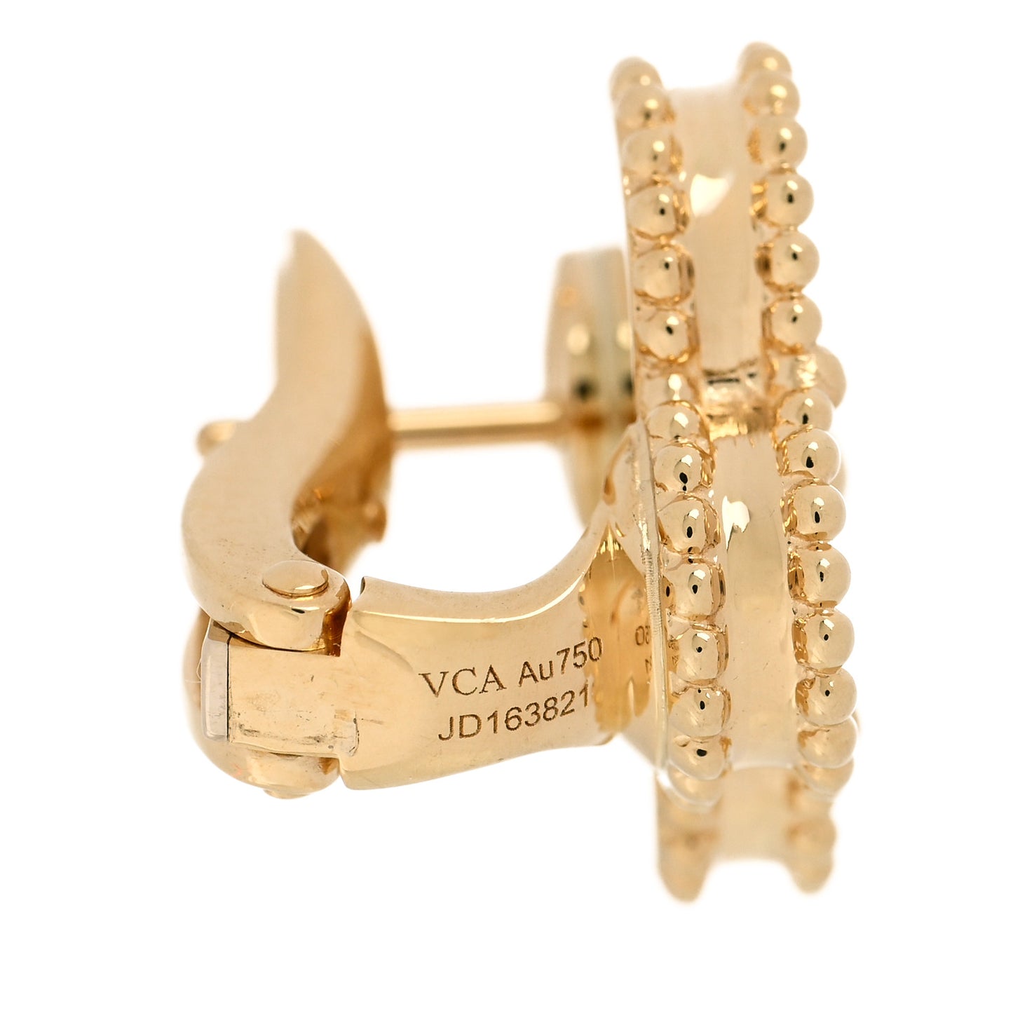 18K Yellow Gold Guilloche Vintage Alhambra Earrings