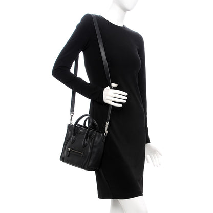 Celine Drummed Calfskin Nano Luggage Black 2 of 8