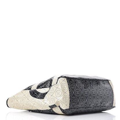 Chanel Coated Canvas Camellia Large Shopping Tote Black Beige 4 of 11