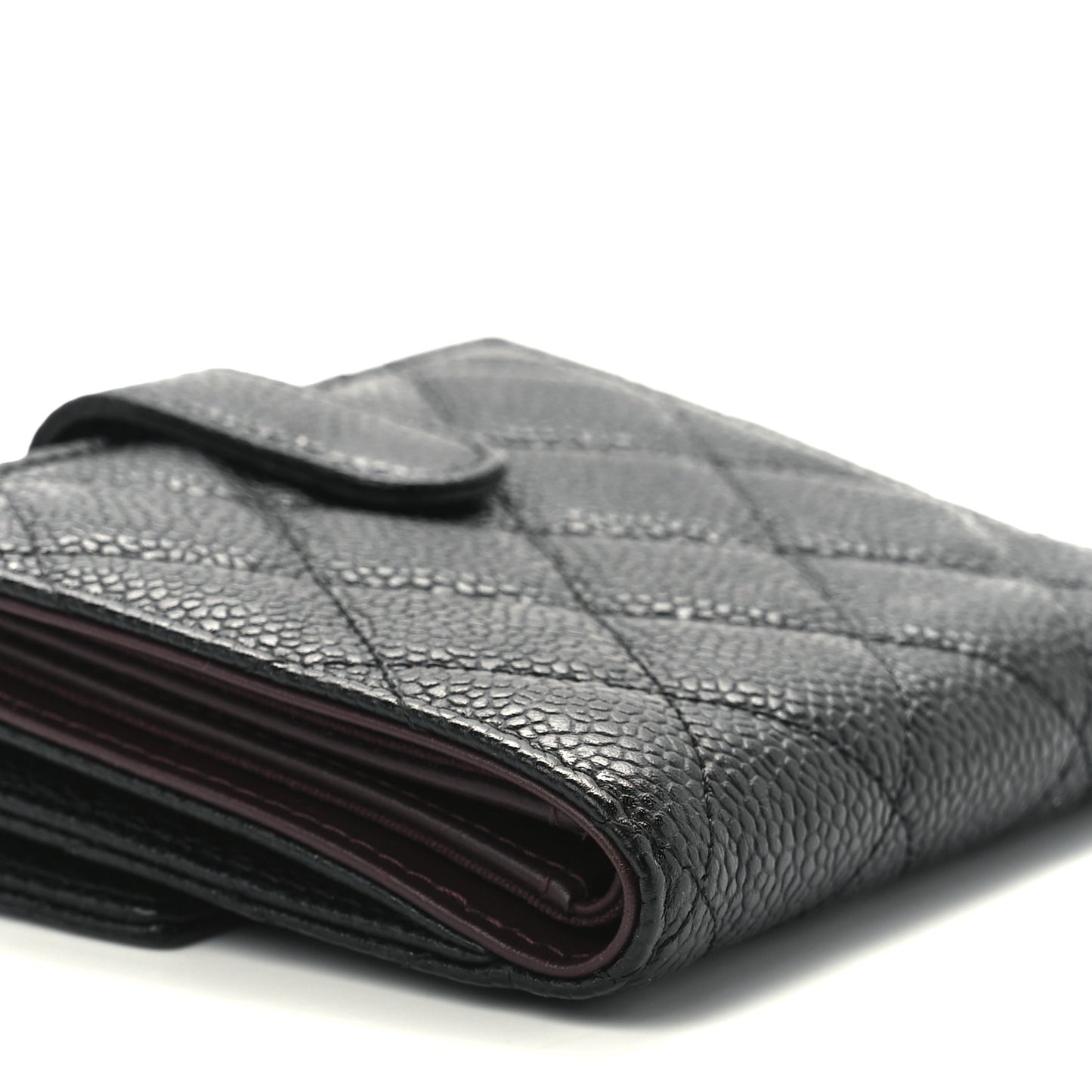Caviar Quilted Compact French Flap Wallet Black