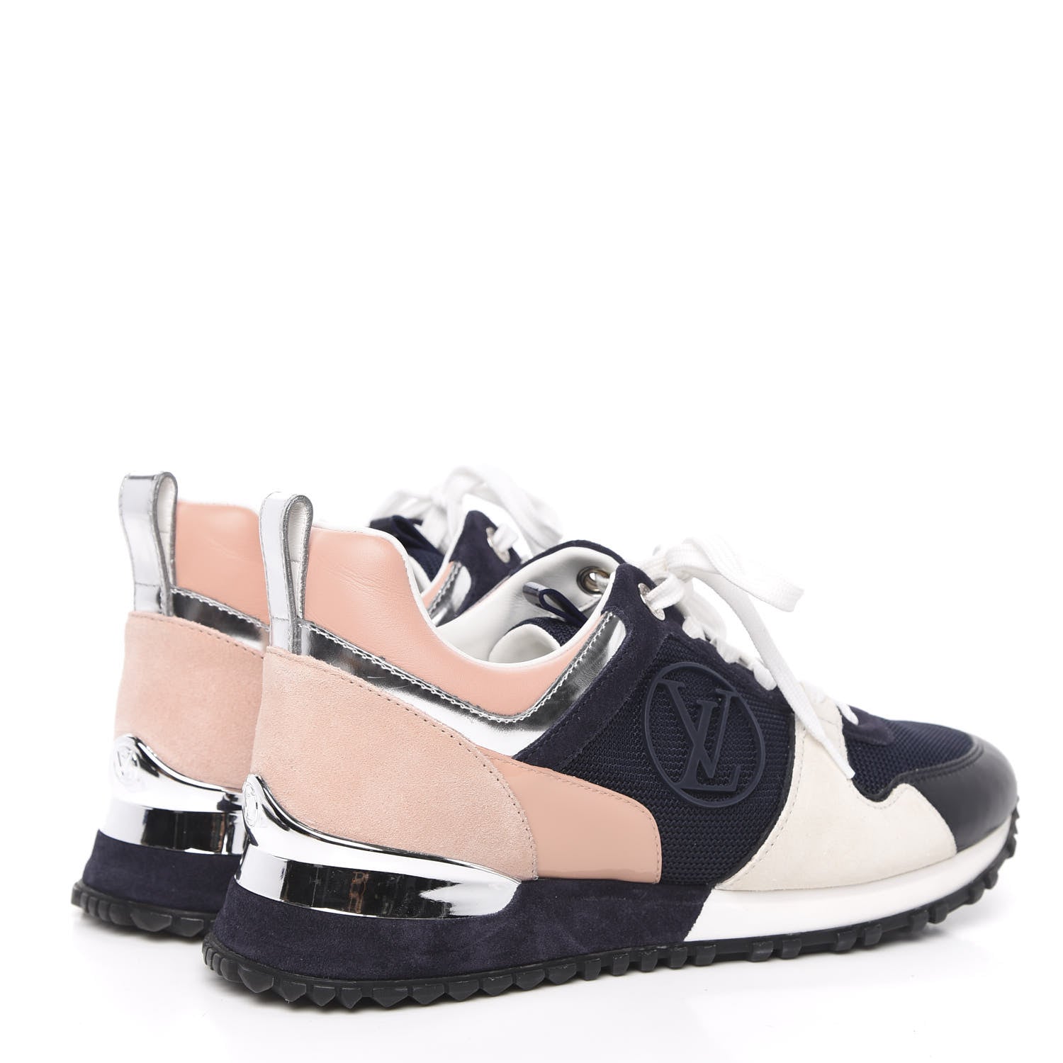 Louis Vuitton Suede Calfskin Run Away Sneakers 37 Blue Pink White 4 of 6