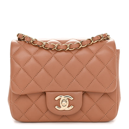 Chanel Lambskin Quilted Mini Square Flap Brown 1 of 12